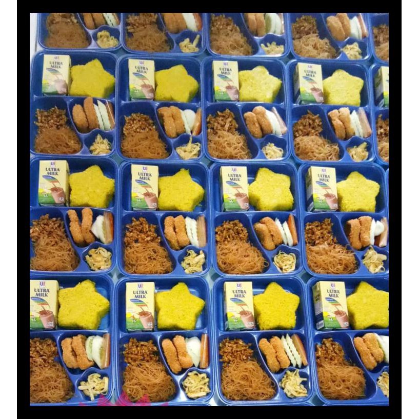 Bayar Di Tempat Mika Bento Biru/Tray Bento 4 Sekat/Bento Bintang/Bento Box/Kotak Bento - Hitam Kode