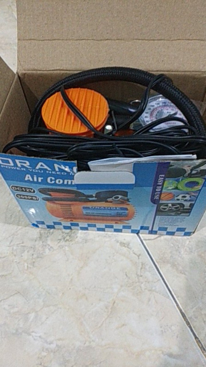 Orange Mini Kompresor Angin Mini - Dc 12v Mini Air Compressor