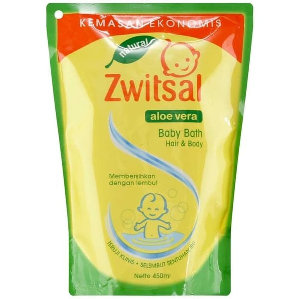 Zwitsal Baby Natural Bath Hair and Body Aloe vera 450Ml Baby Soap Refill Sabun Bayi 450 mL