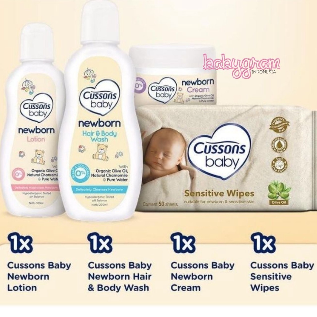 Cussons Baby NEWBORN Pack Set Gift / Hadiah Kado Lahiran / Sabun Shampoo Lotion Wipes Cream