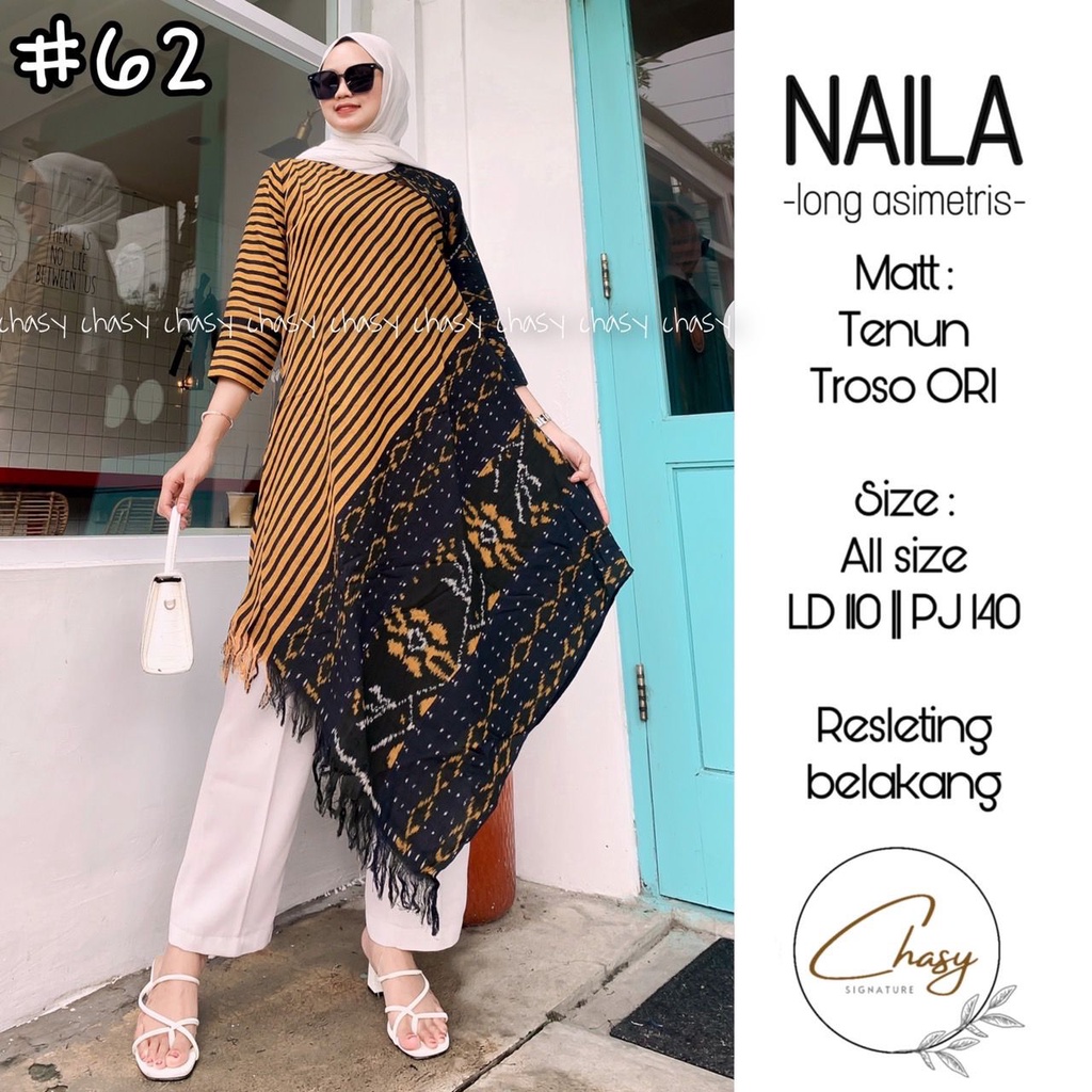 Batik Long Tunik Asimetris by Butik Batik Solo bahan Tenun kode BATIK LONG TUNIK ASIMETRIS NAILA