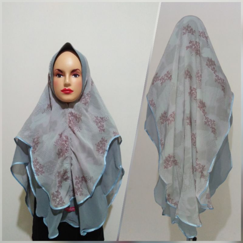 Jilbab Instan Ceruti Ceruty Terbaru 2 Layer Kimickey Bahan Ceruti Motif Pakai Pet