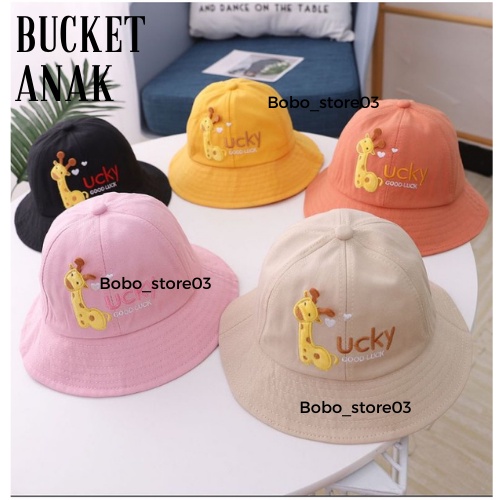 Topi Bucket Bayi  Anak Pelindung Matahari Motif Good lucky Jerapah Baby Fashion Style Premiium