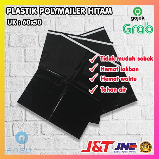 

PLASTIK PACKING OLSHOP PE POLYMAILER kantong kemasan amplop plastik 50X60 HITAM @100 Pcs/ per pack