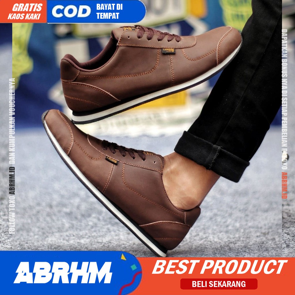 ABRHM X MORLY Sepatu Casual Sneakers Pria Sepatu Pria Casual Sneaker Kulit Asli Ori Cowo/Cowok Keren Sepatu Kasual Kerja Kuliah Gaya Santai Keren Kekinian Original Murah Terlaris