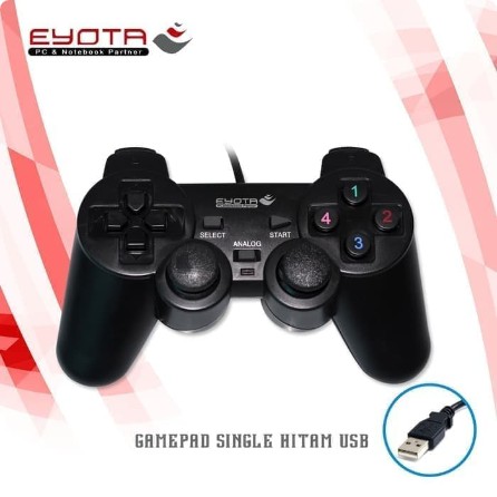 Joystick Stik Pc Gamepad Single Hitam Eyota