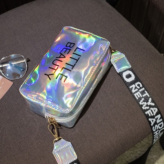 (COD) Tas Selempang Wanita Strap Resleting Sling Bag Tas Hologram MALLSHOPPING