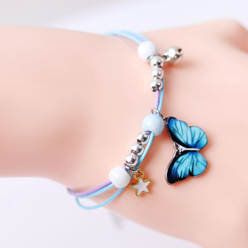 Butterfly Gelang Pasangan Desain Kupu-Kupu | Gelang Untuk Wanita | Kalung Rantai Dengan Liontin Bunga Untuk Wanita | Kotak Hadiah Untuk Souvenir