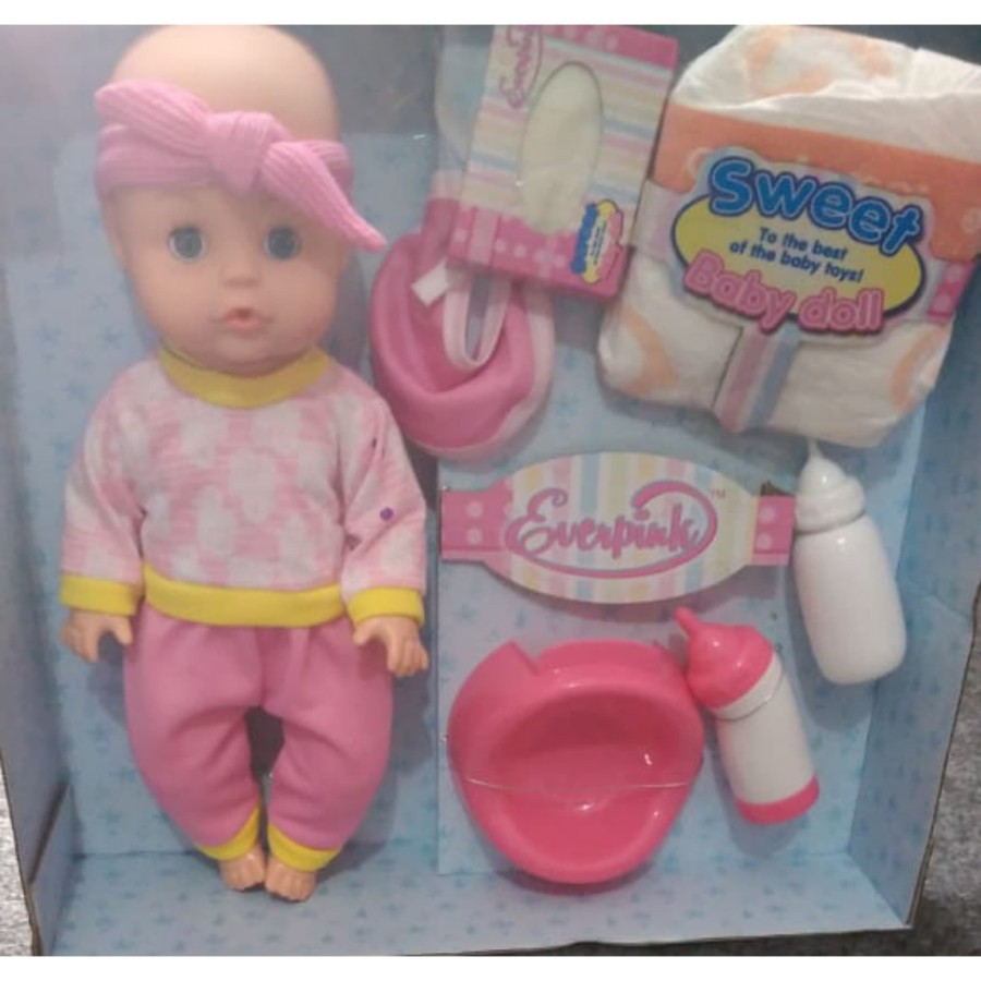 BONEKA BABY DOLL - BAYI PIPIS NANGIS + PAMPERS + PISPOT + DOT