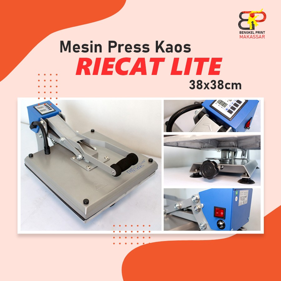 Mesin Press Kaos RIECAT LITE 38x38cm Fitur Terlengkap