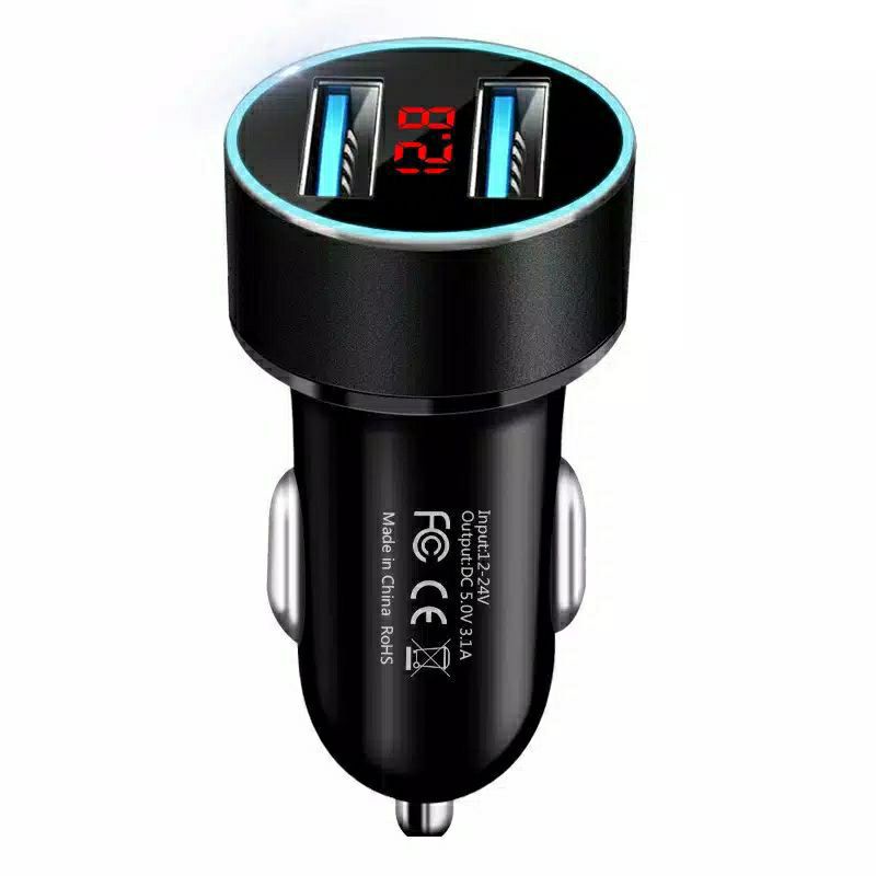 Car Charger Hp Mobil LED Indicator Fast Charging 2 Port USB