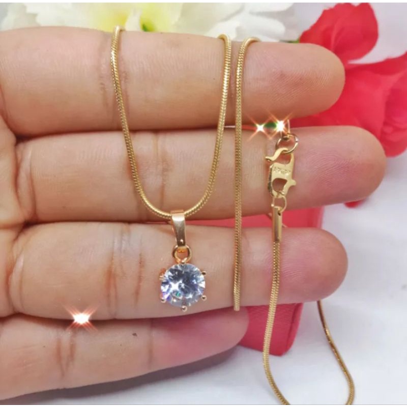 kalung belut liontin mata satu mirif dengan emas 24k asli tidak mudah luntur