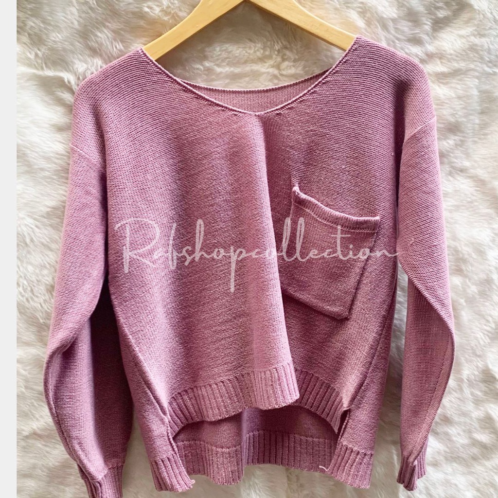 KAREEN POCKET 7GET  Atasan rajut_BLOUSE SAKU _korea style _Sweater Crop