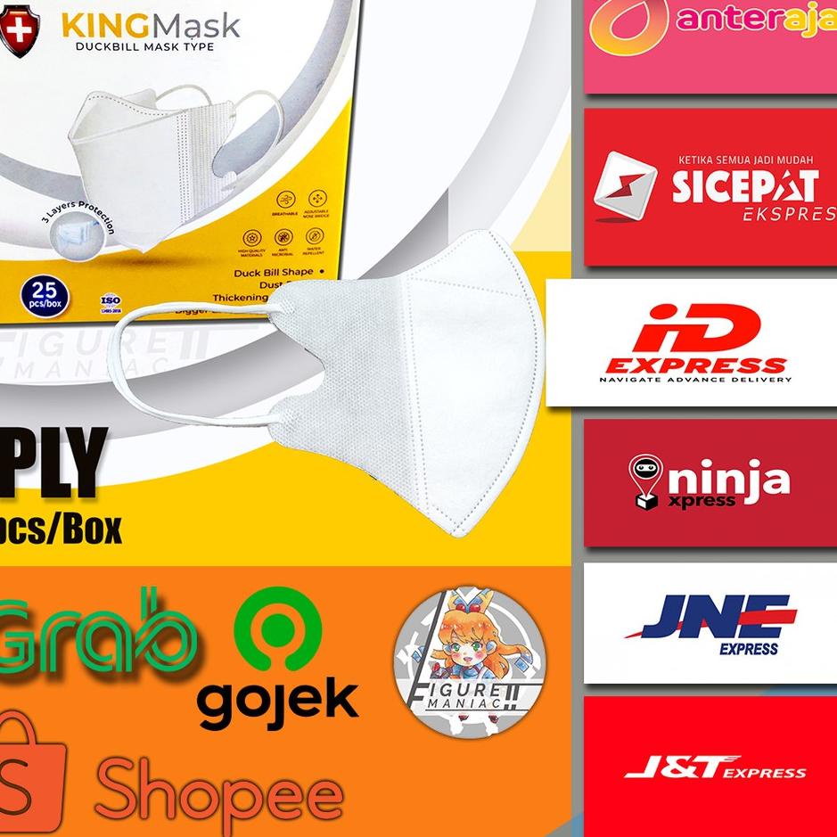 [KODE ST8RK] Masker Duckbill King Mask Motif Garis Penutup Hidung isi 25 pcs Box
