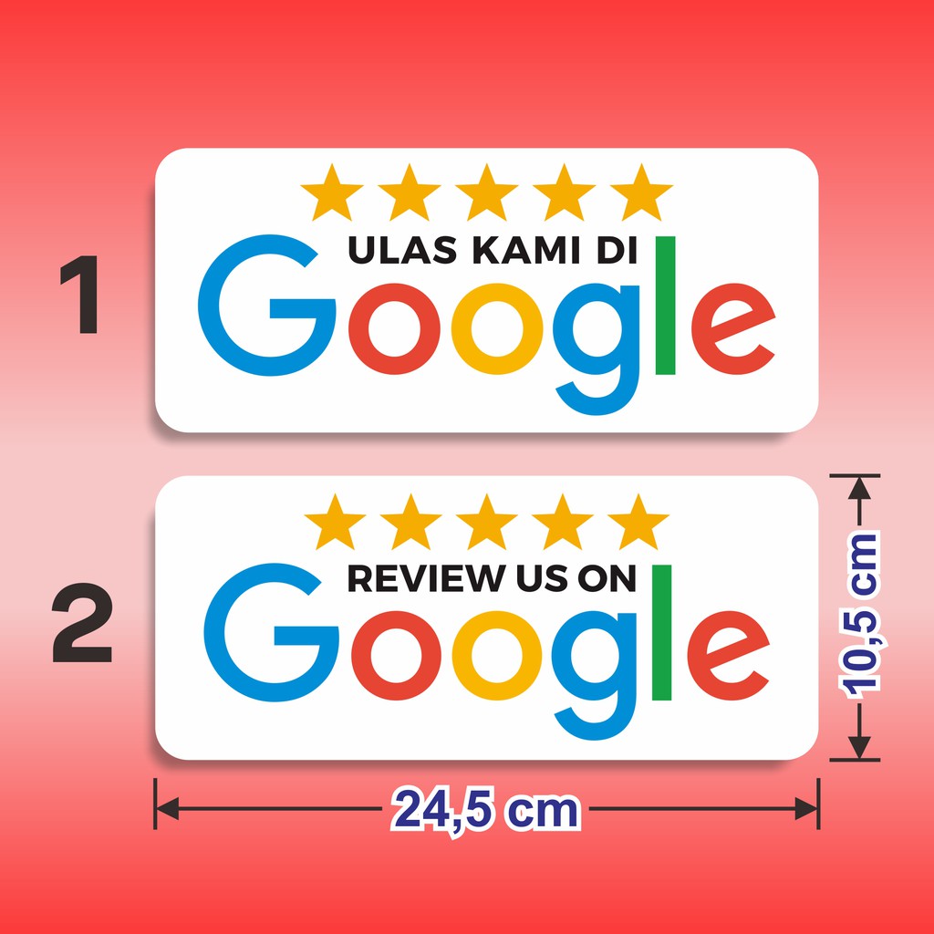 

Sticker Review us on Ulas Kami di Google stiker Vinyl 24,5 x 10,5 cm