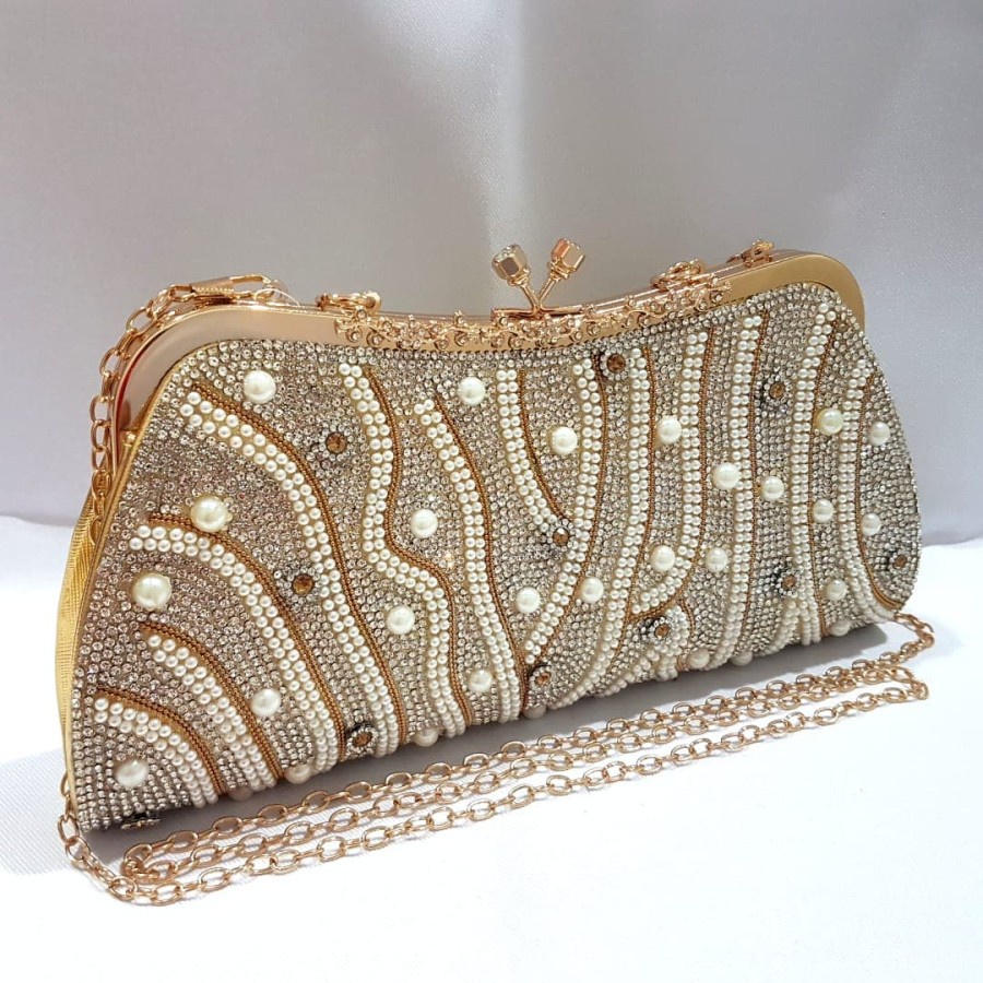 Dompet Pesta Mewah Tas Clutch Kondangan Import Mutiara Permata