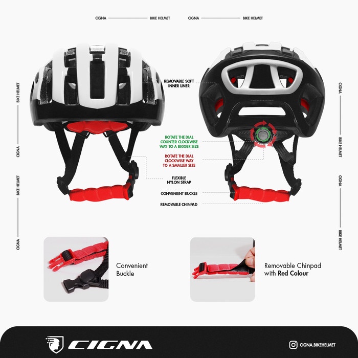 CIGNA WT-017 BIKE HELMET - HELM SEPEDA - WHITE BLACK (BUKAN ROCKBROS)