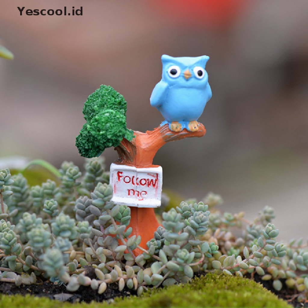 1 Pc Ornamen Miniatur Burung Hantu Bahan resin Untuk Taman bonsai