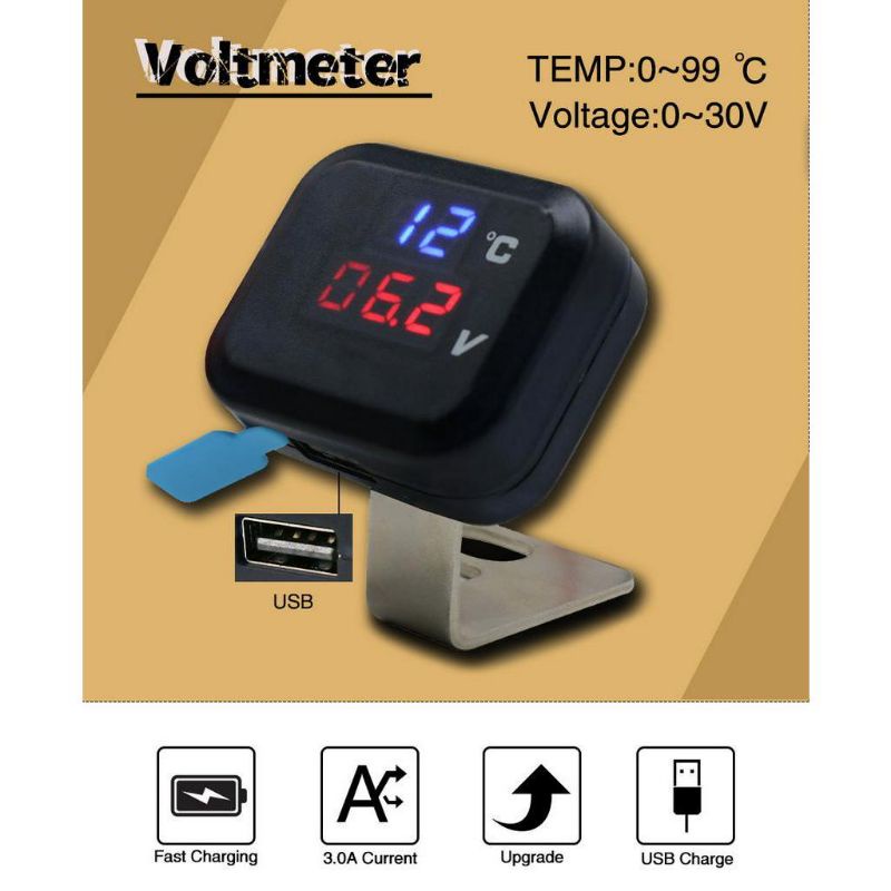 VOLTMETER 3IN1 VOLTMETER KOTAK BREKET SPION PLUS UBS CASAN HP