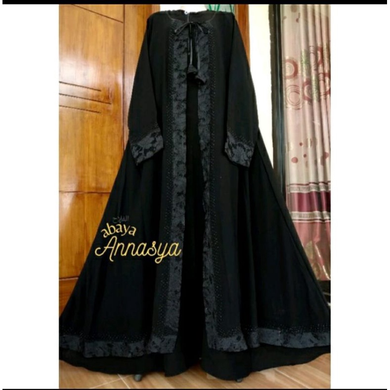 ABAYA ANNASYA/ GAMIS BALERO BRUKAT HITAM TEMBORO