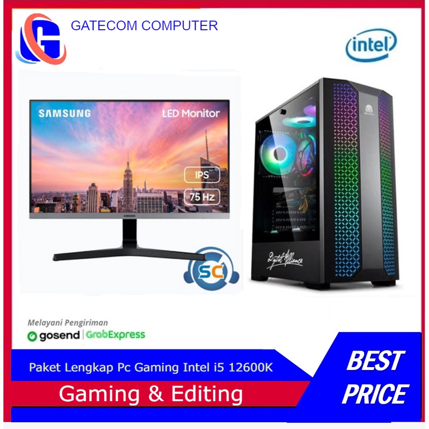 PC Gaming Lengkap i5 12600K ( GTX 1650 4GB DDR5)  SSD 1TB I DDR4 32GB I LED 24 Samsung