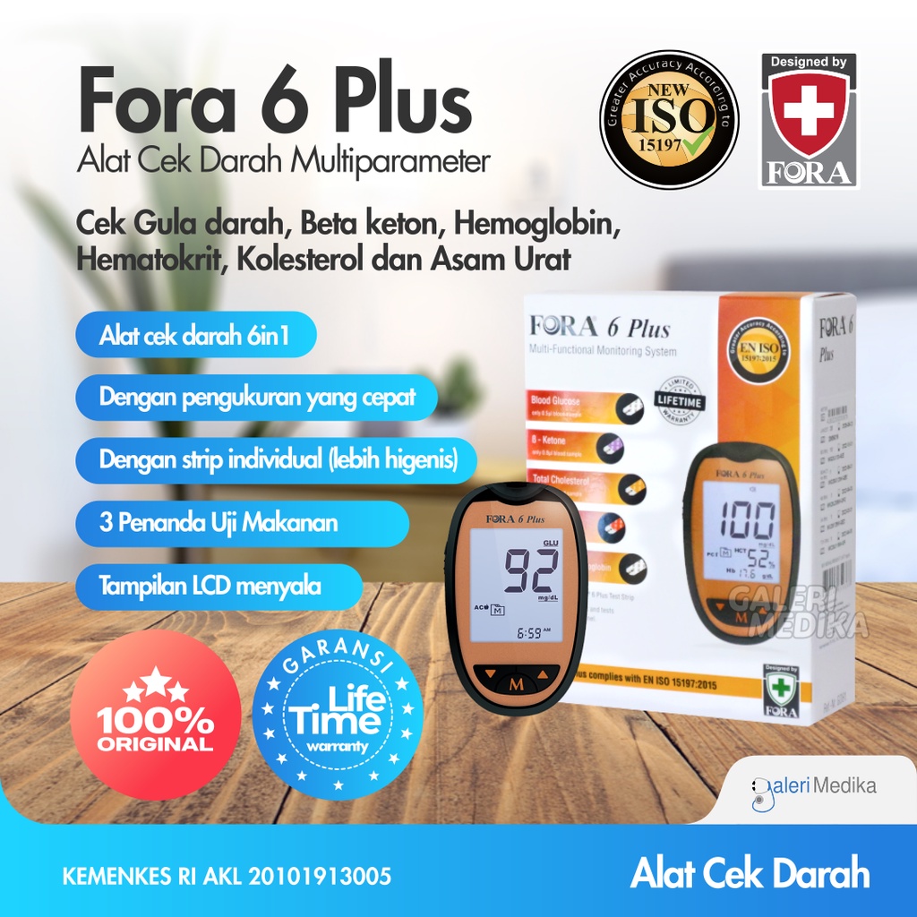 Fora 6 Plus Advanced Multi-Functional Monitoring System - Alat Ukur Cek Darah 6in1