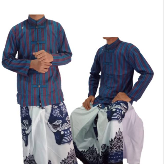 kebaya wanita Baju Lurik Stelan Jawa Pakaian pria dewasa Kombinasi Sangahi Mewah Kekinian Original P