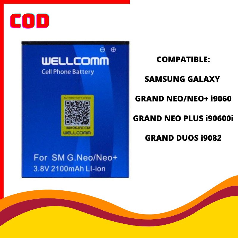 BATERAI HP SAMSUNG DOUBLE IC GRAND NEO WELCOME/BATTERY SAMSUNG GRAND NEO PLUS 90600i WELLCOMM