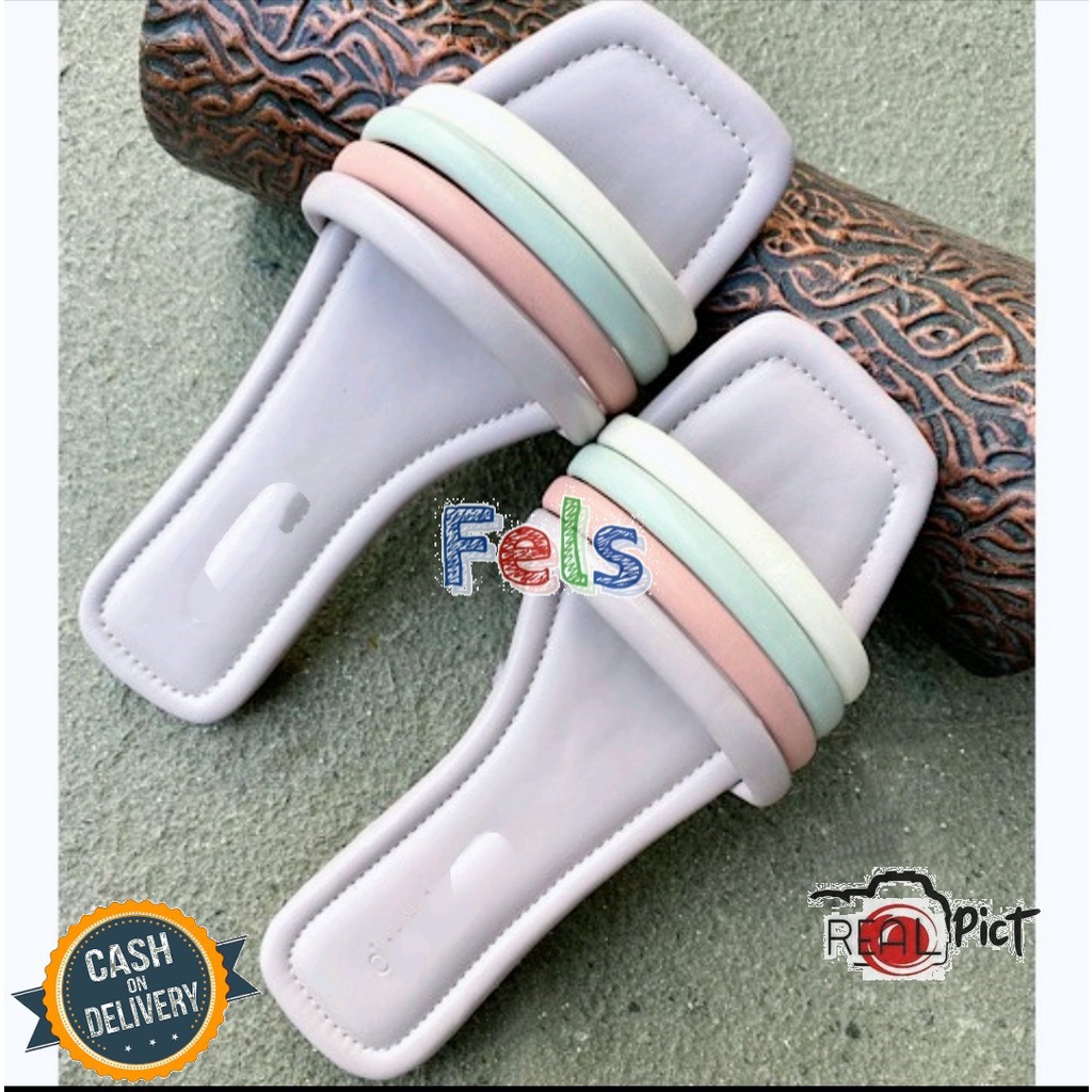 Fel's Rainbow Flat-Sandal wanita