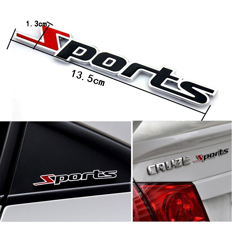 Emblem Chrome Kualitas Premium Tulisan Sport