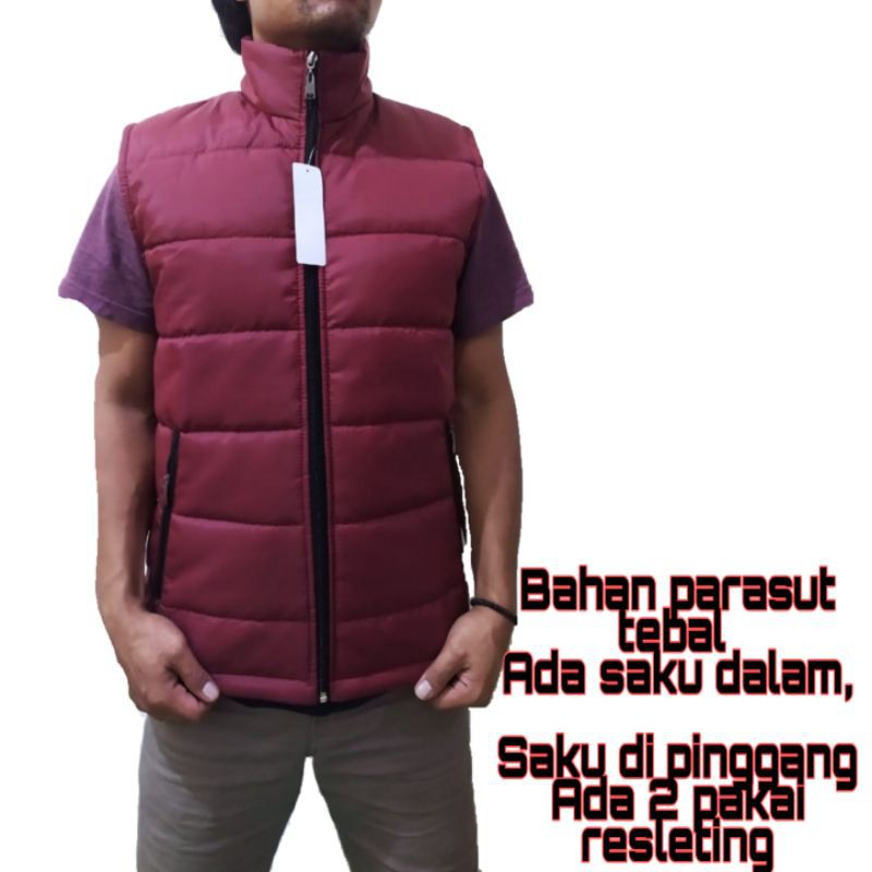 jaket rompi outwear kasual pria/wanita body protector kerah marun