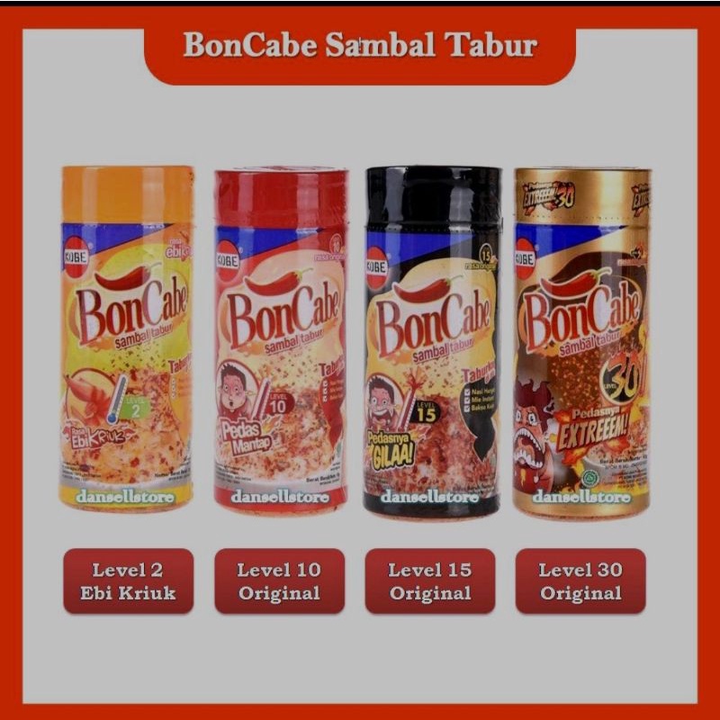 

BonCabe Sambal Tabur Pedas Kobe Level 30 15 10 2 Ebi Kriuk Extreeem Cabai Kering