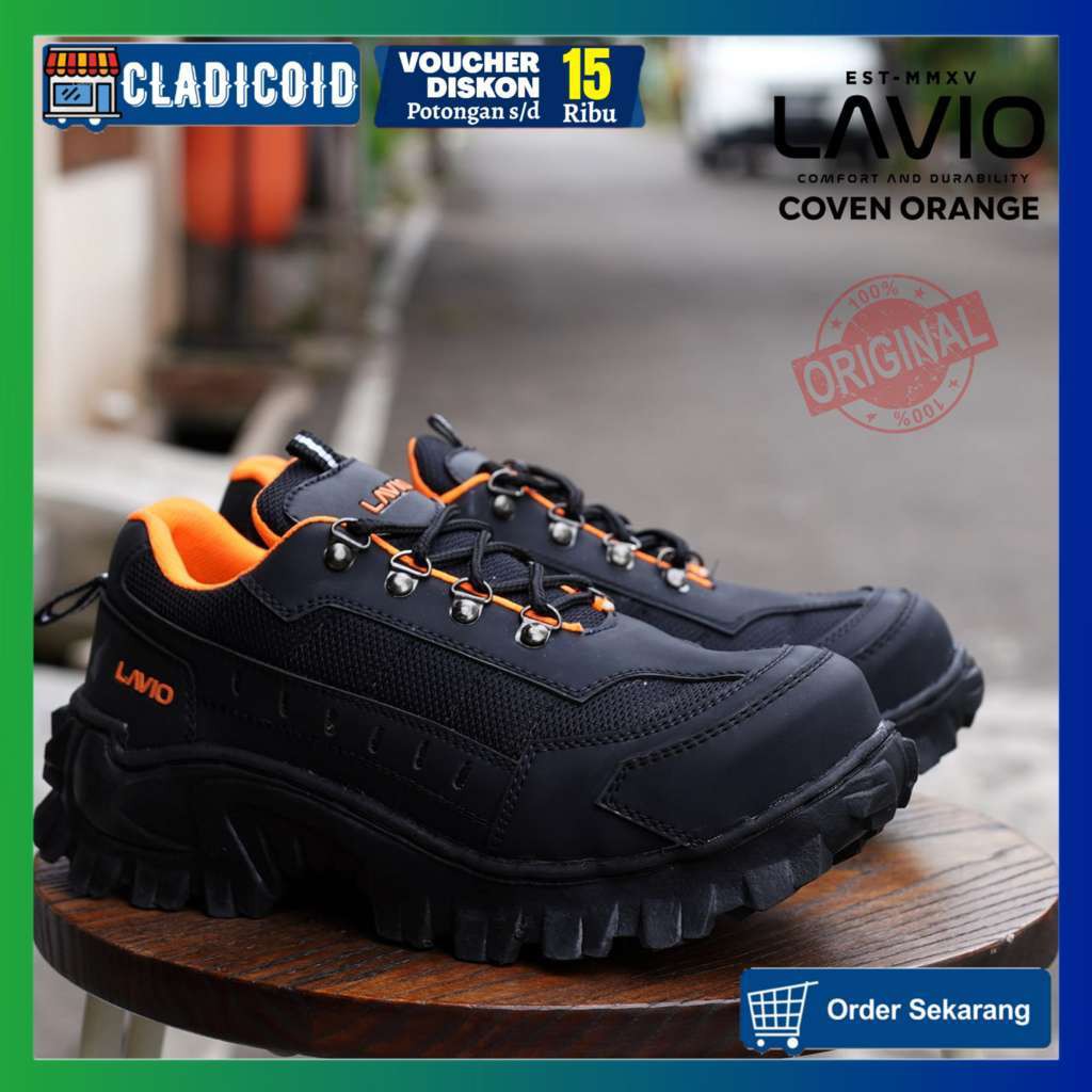 SEPATU SAFETY PRIA UJUNG BESI BIG SIZE JUMBO 44-46 KERJA LAPANGAN PROYEK OUTDOOR BERKENDARA LAVIO COVEN