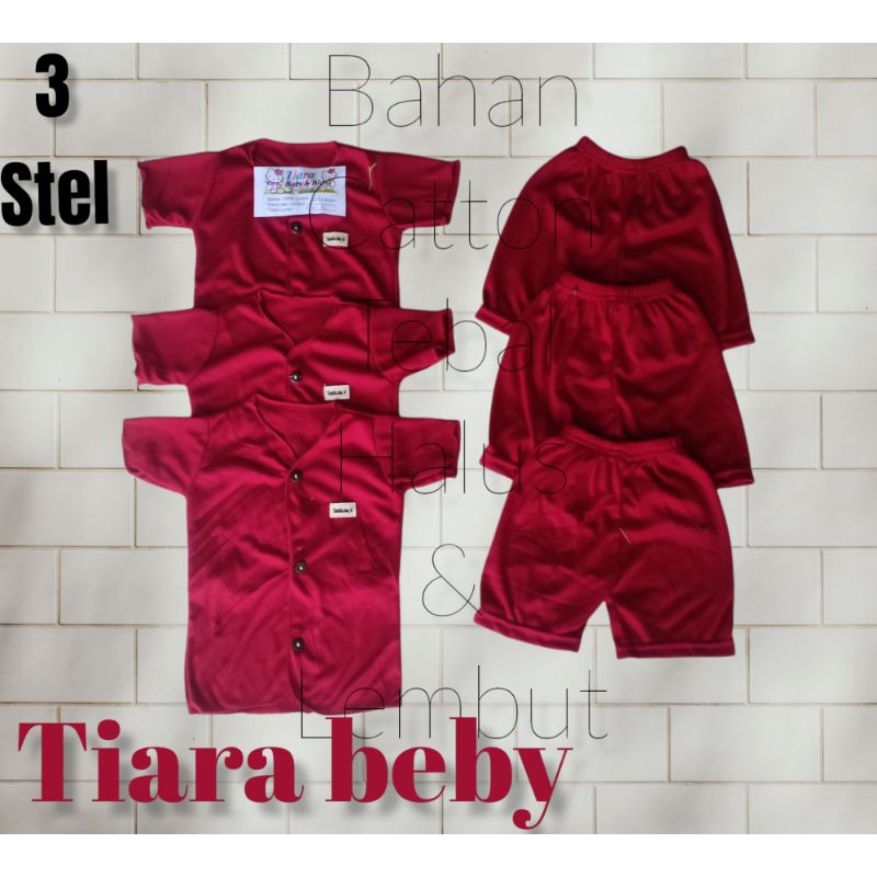 [COD] 3 STEL SETELAN POLOS PENDEK BAYI NEWBORN 0-12 BULAN