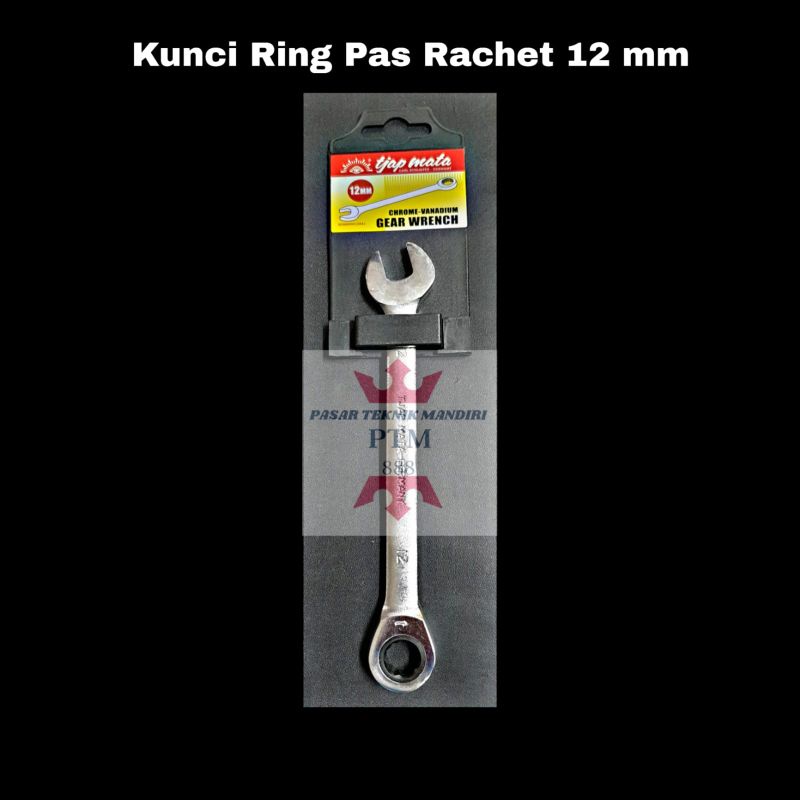 Kunci Ring Pas Rachet 12mm Tjap Mata