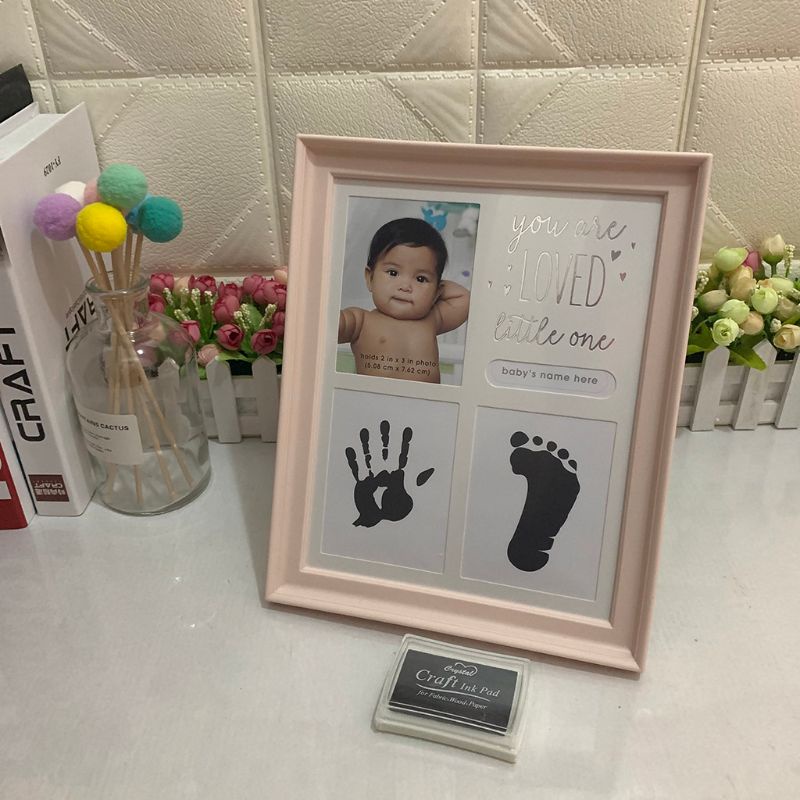 Mary Set Frame Foto + Cap Telapak Tangan / Kaki Bayi Newborn 12 Bulan Dengan Bantalan Tinta