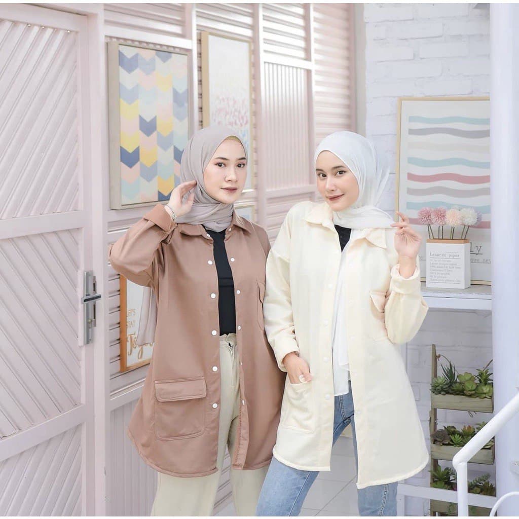 Jaket Wanita Panjang - Casual Jaket Wanita Kancing - Outher Wanita Kekinian Terbaru 2021 - Jaket Wan