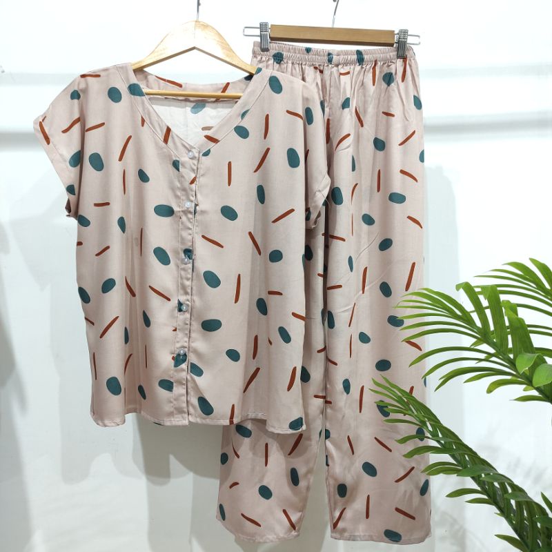 PIYAMA KANCING HITS PIYAMA KANCING BUSUI | PIYAMA RAYON | HOMEWEAR-Nk 39