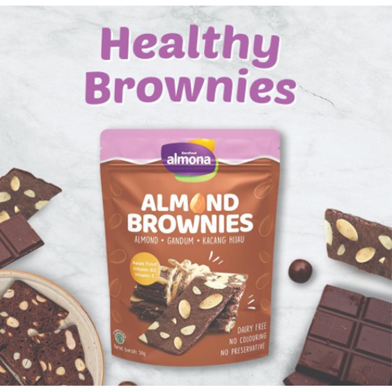 Almona Almond Brownies 50gr - Snack Sehat - Dairy Free - No Preservative - No Coloring lemonilo