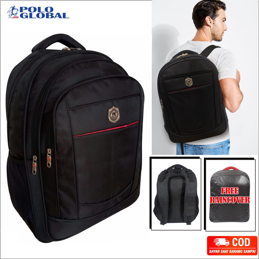 Tas Ransel Laptop Tas Sekolah Tas Punggung Pria dan Wanita Unisex - Polo Global 9686