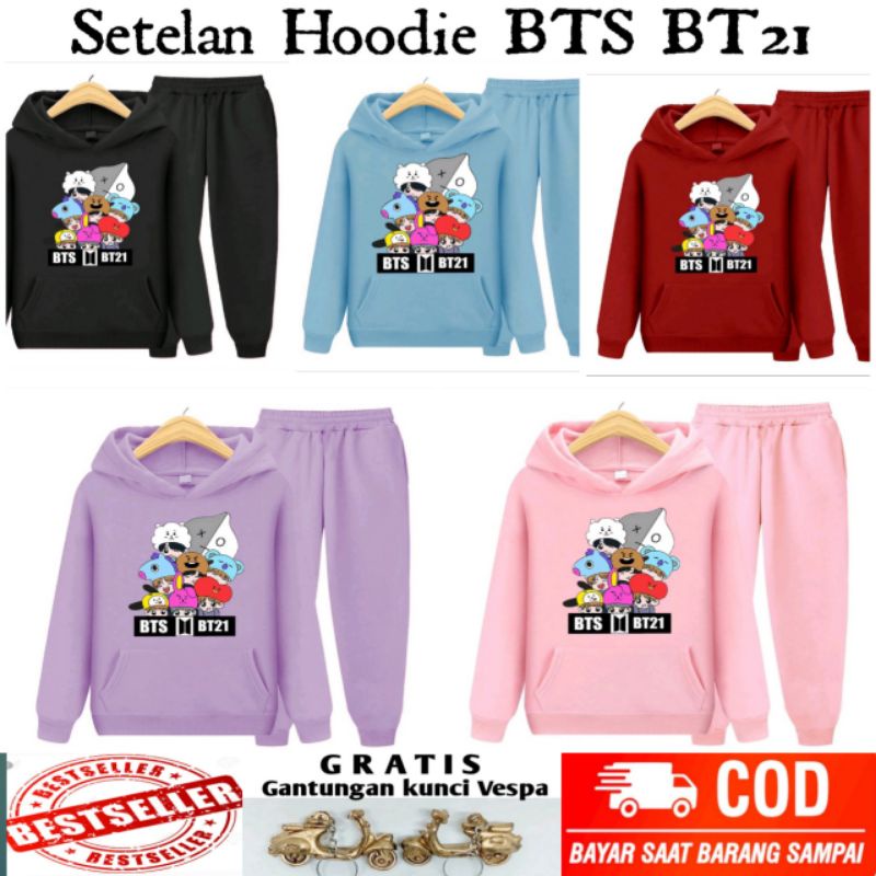 Setelan BTS BT21 Setelan Anak Sweater BTS BT21 Setelan Hoodie BTS BT21 Anak Setelan Anak Hoodie BTS