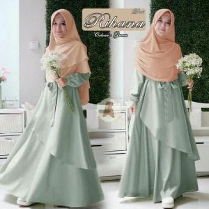 Yang Baru Keren Promo Rihana Syari (Ep) Baju Maxi Dress Muslim Busui Gamis Wanita Kekinian - Maroon