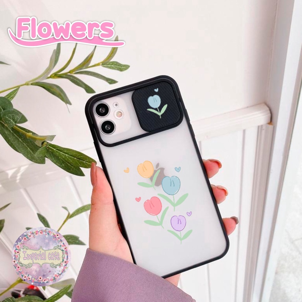 SOFTCASE SLIDE KAMERA FLOWERS OPPO VIVO SAMSUNG XIAOMI REALME IPHONE ALL TYPE IC4604