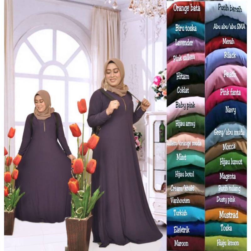 Amelia Fashion - Gamis Polos Busui/Gamis Resleting Depan/rika amelia olshop