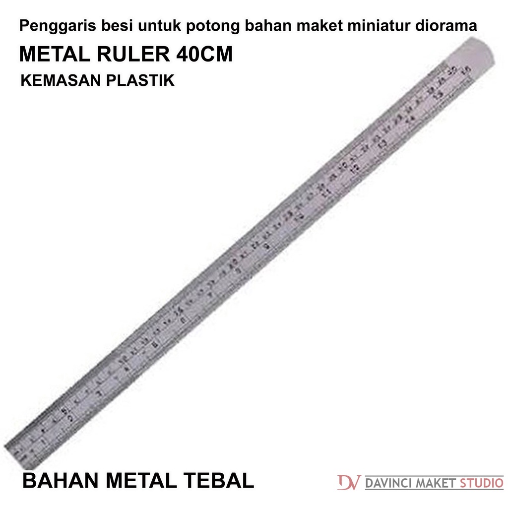 

Penggaris Besi 40cm Logam Alat Bantu Potong Maket Diorama - Iron Metal Ruler