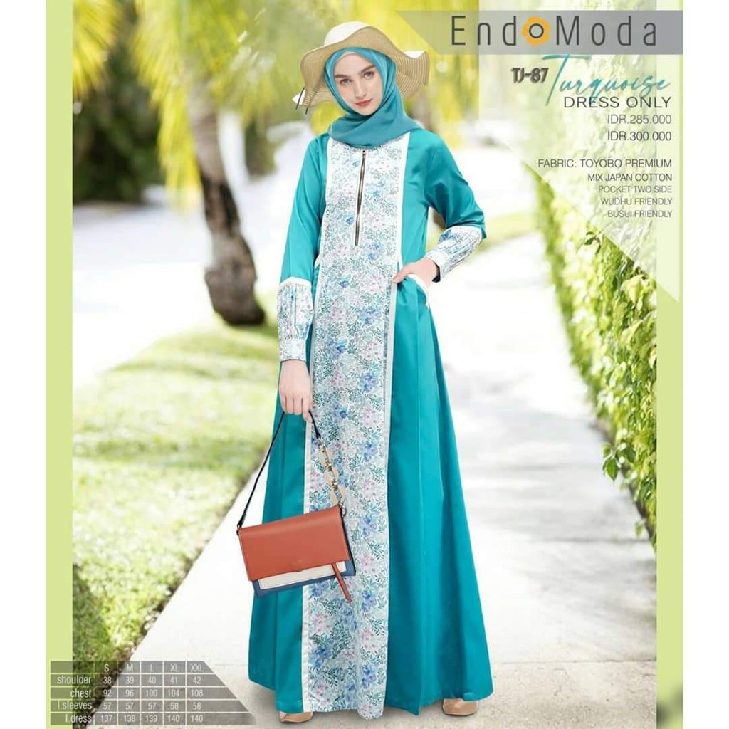 GAMIS TERBARU 2020 ENDOMODA TJ-87 TURQOUISE M