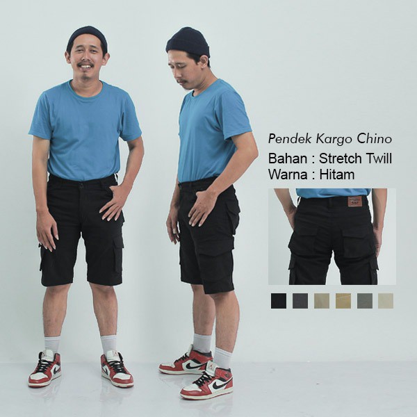 Celana Chino Pendek Pria / Celana Santai / Celana Bahan / Celana Kasual / Moca Capucino Hitam Cream