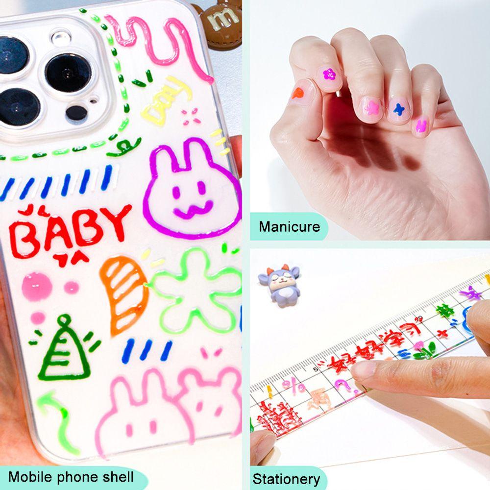 Preva 12Pcs 3D Jelly Pen Set Perlengkapan Sekolah Alat Gambar Alat Tulis Press Tipe Penanda Warna