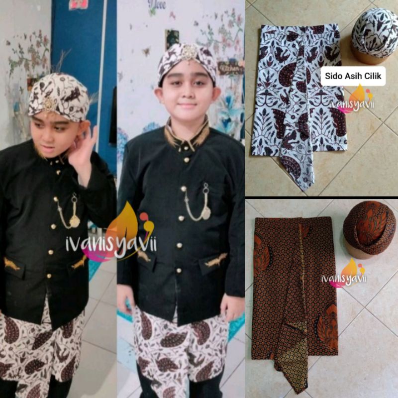 Sapit Urang + Blangkon Anak, Motif Sido Asih Cilik