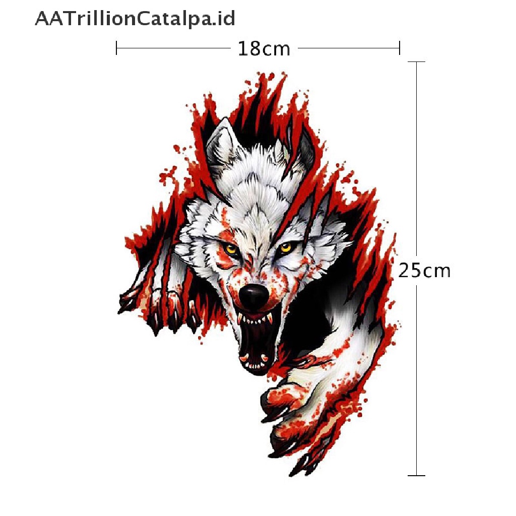 Aatrillioncatalpa Stiker Motif Gambar Serigala Marah Bahan PVC Untuk Dekorasi Mobil